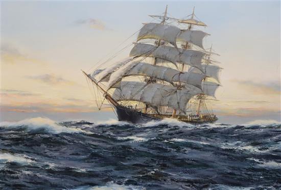 § Henry Scott FRSA (1911-2005) The Wool Clipper Oberon -Golden Evening 13.5 x 19.5in.